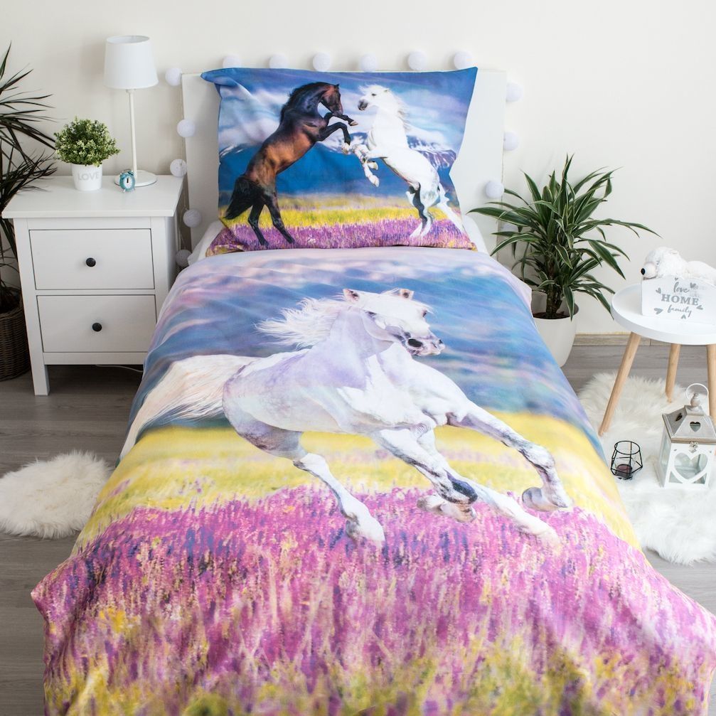 Pferde Bettwäsche Pony - 140x200 cm weiche Baumwolle Kissen und Decke