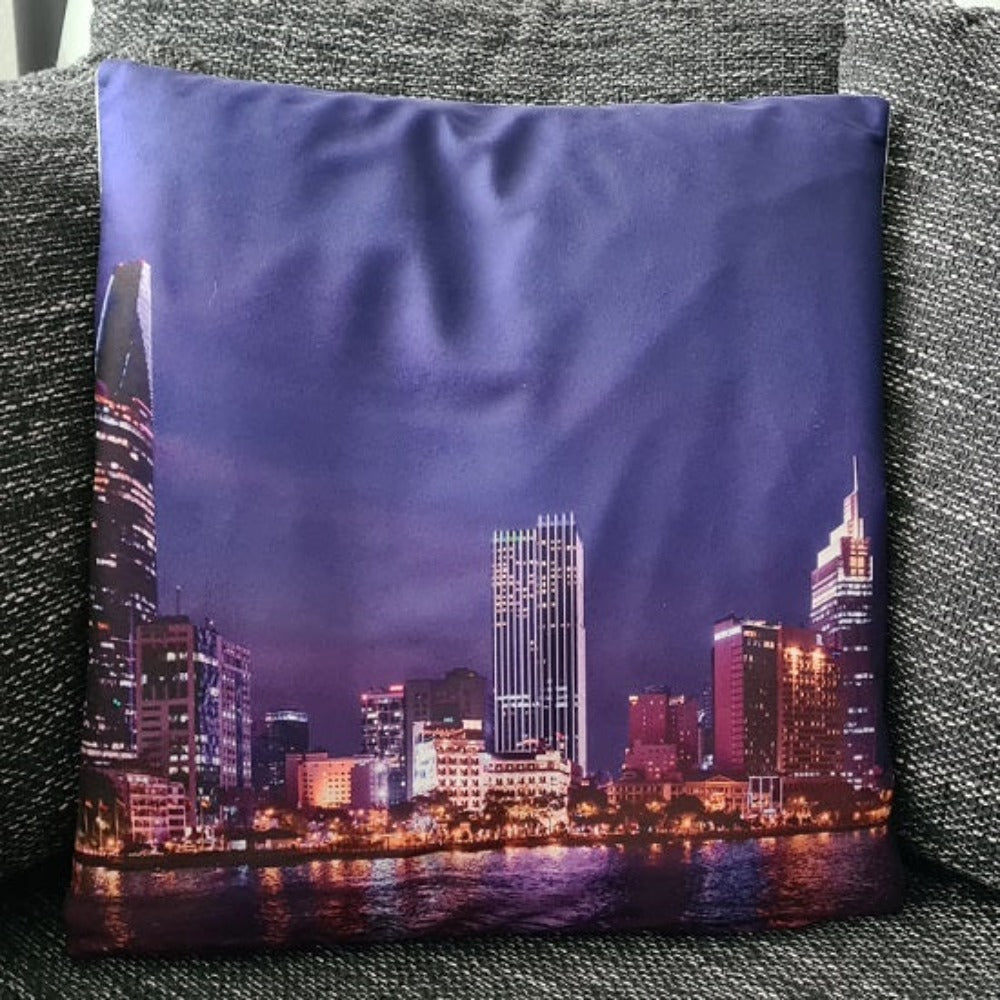 Kissenbezug Skyline bei Nacht - 45cm x 45cm