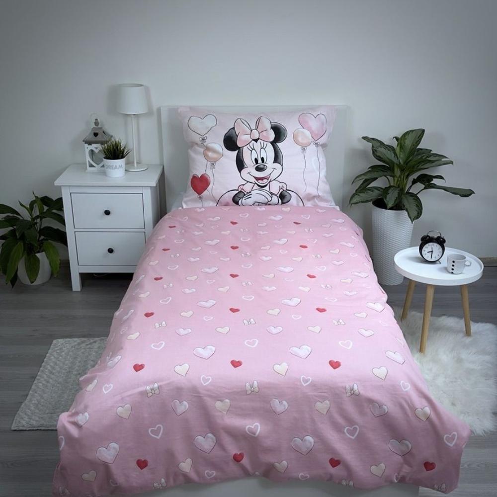 Minnie Maus rosa Bettwäsche - weiche Baumwolle 140x200 cm Kissen und Decke