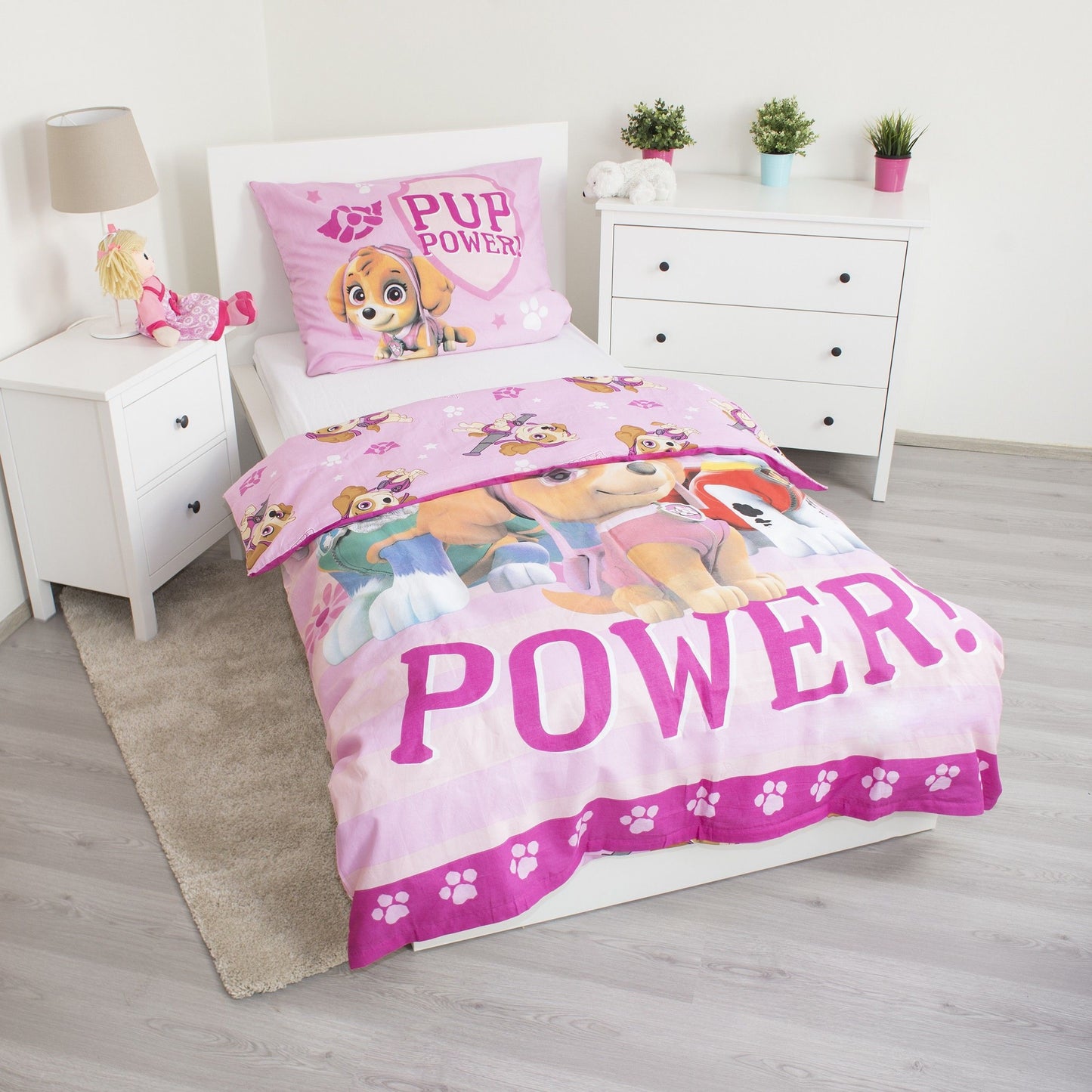 Paw Patrol rosa Bettwäsche - weiche Baumwolle 140x200 cm Kissen und Decke