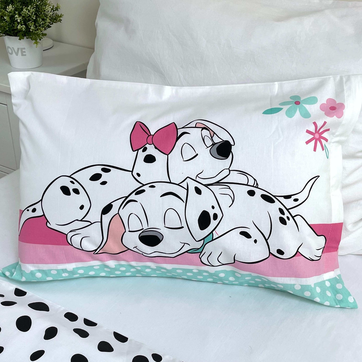 101 Dalmatiner bunte Kinder-Bettwäsche 100 x 135 cm - weiche Baumwolle