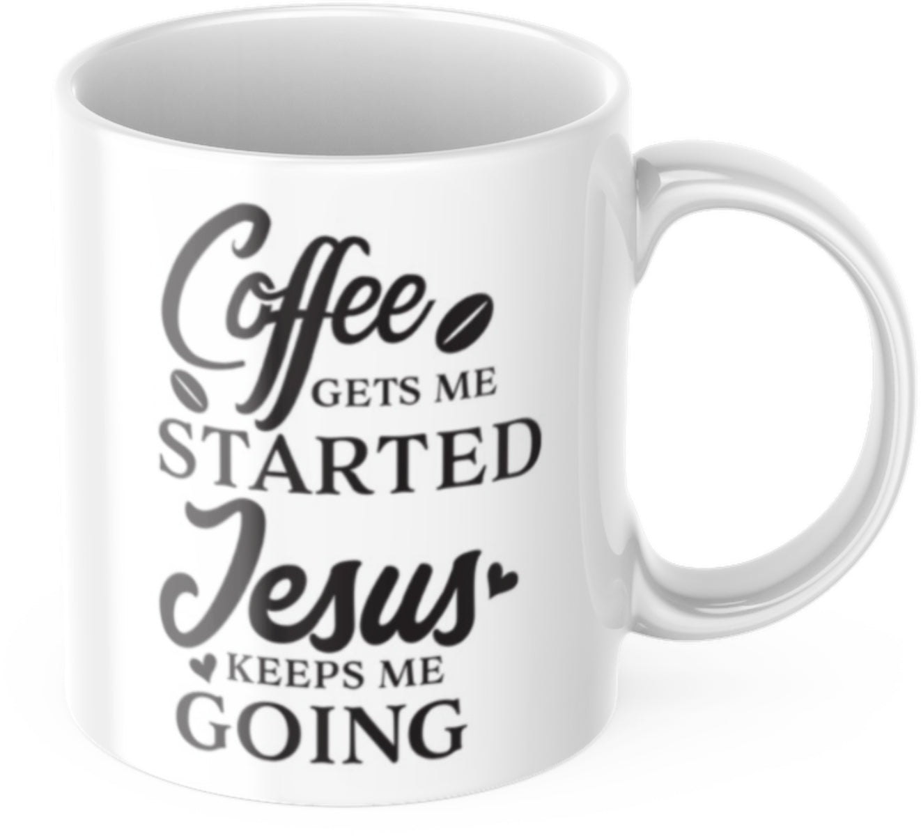 Tasse mit Spruch "Coffee gets me started, Jesus keeps me going" Kirche Kaffee Büro