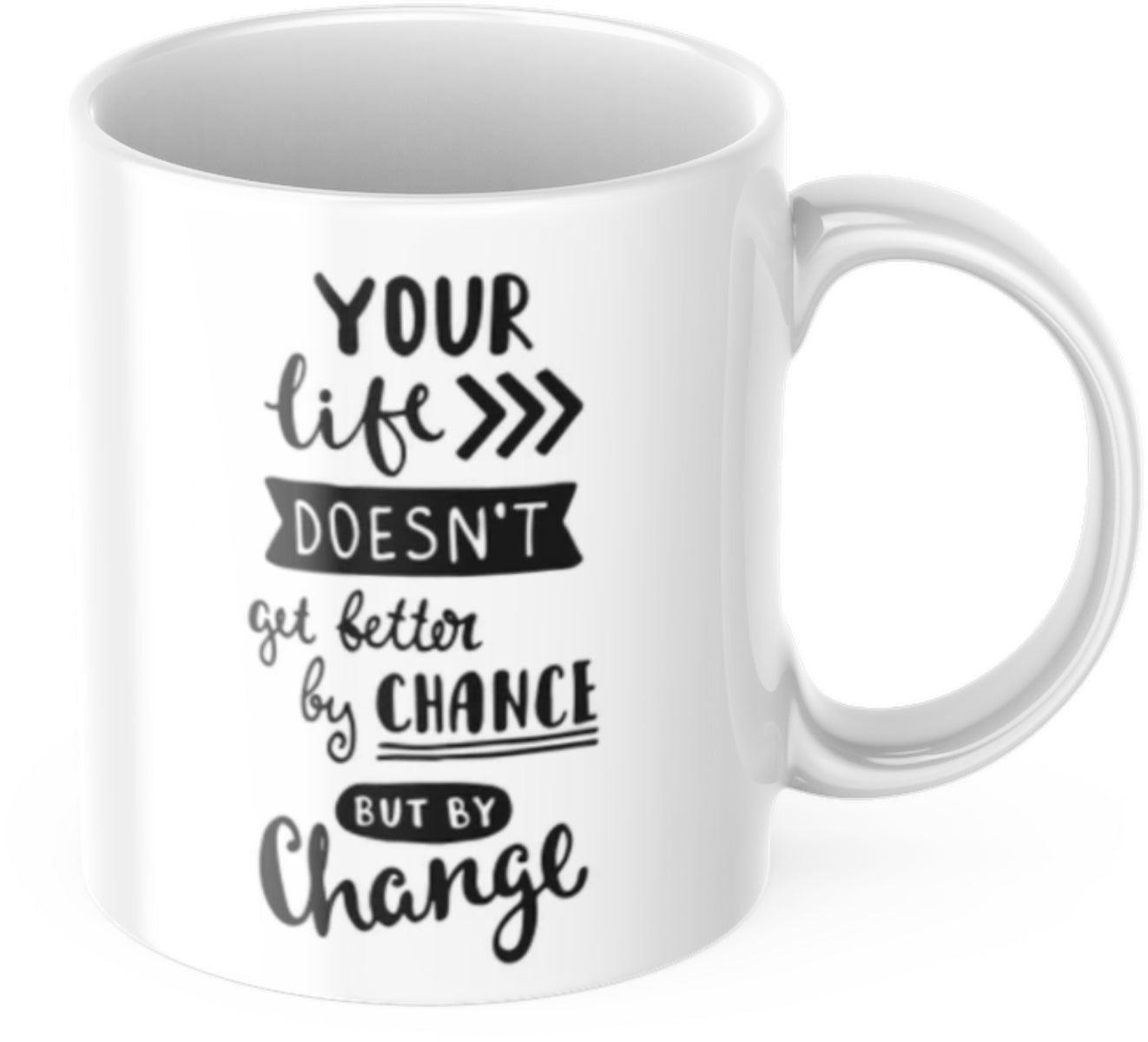 Tasse Motivation "Your Life Doesn't Get Better By Chance But By Change" Arbeit Kaffee Büro Geschenk