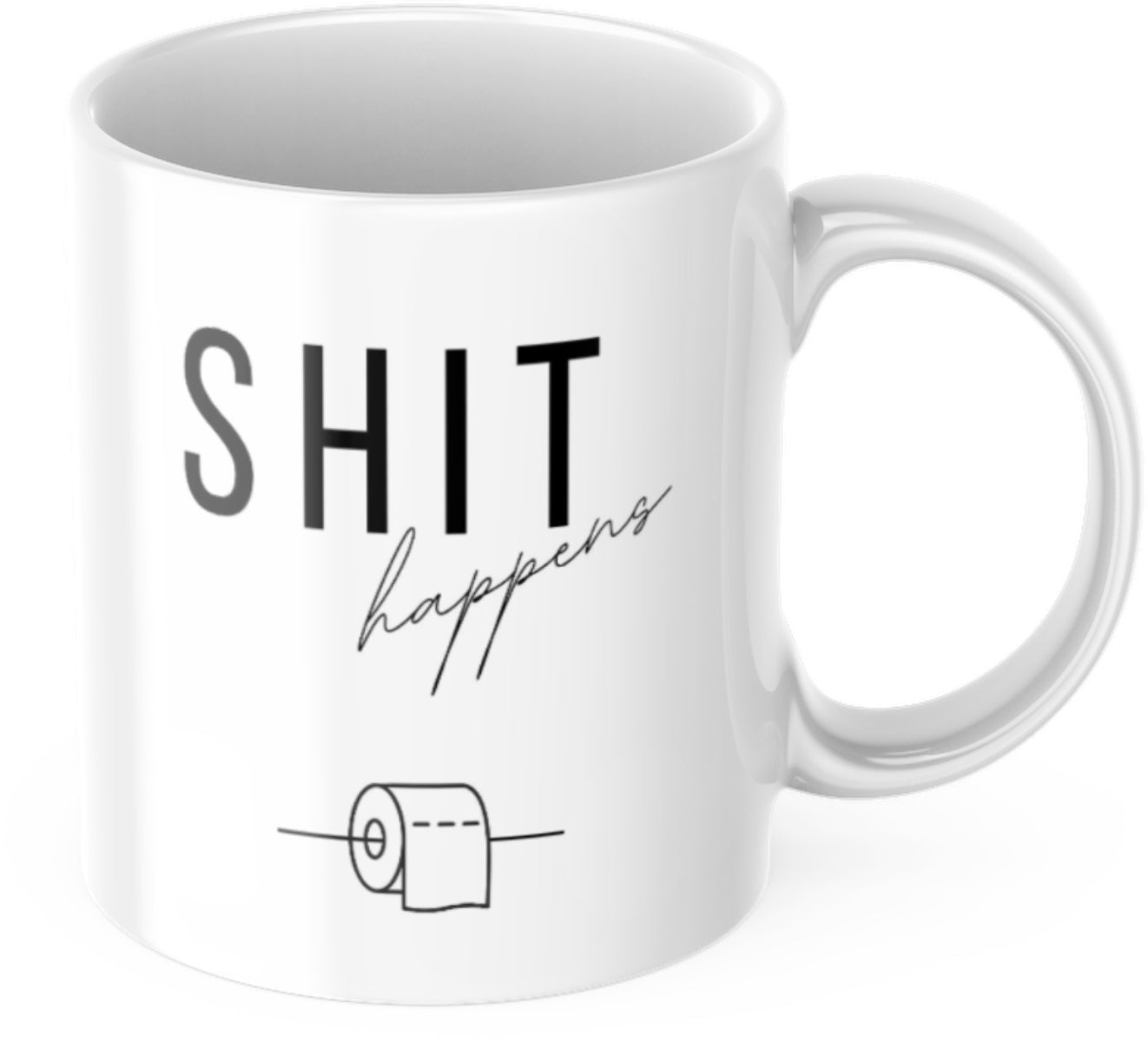 Lustige Kaffeetasse "Shit happens" Frühstück Morgen Arbeit Tasse Büro Geschenk