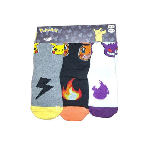 Pokémon Socken 3 Paar Pikachu Gengar Glumanda Unisex Kinder