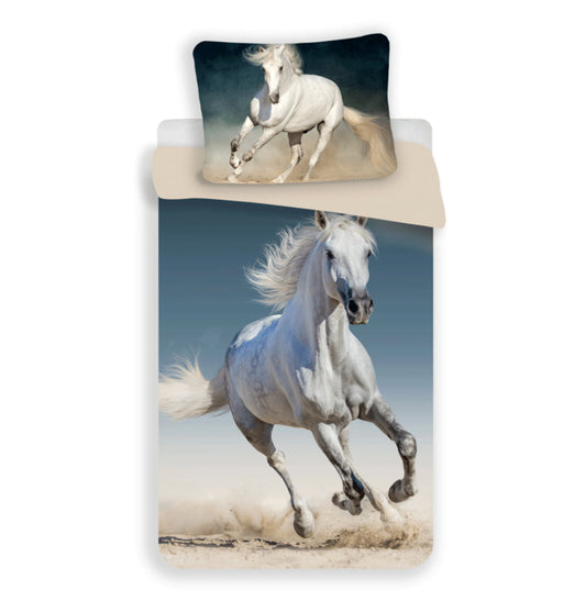 Horse Bed Linen - Soft Cotton 140x200 cm Pony Pillow and Blanket