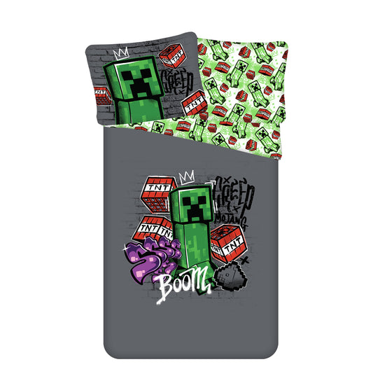 Minecraft Creeper & TNT Bettwäsche - weiche Baumwolle 140x200 cm Kissen- und Deckenbezug