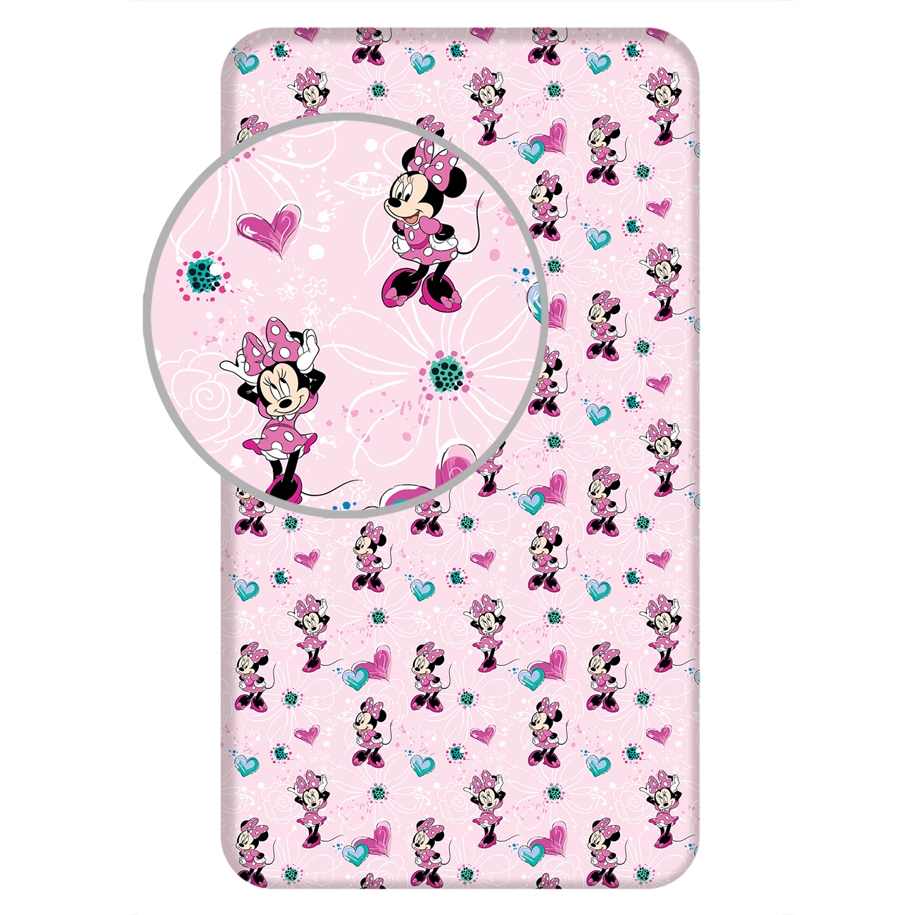Minnie Maus rosa Spannbettlaken - 90x200 cm Bettbezug Einzelbett Matratzenbezug
