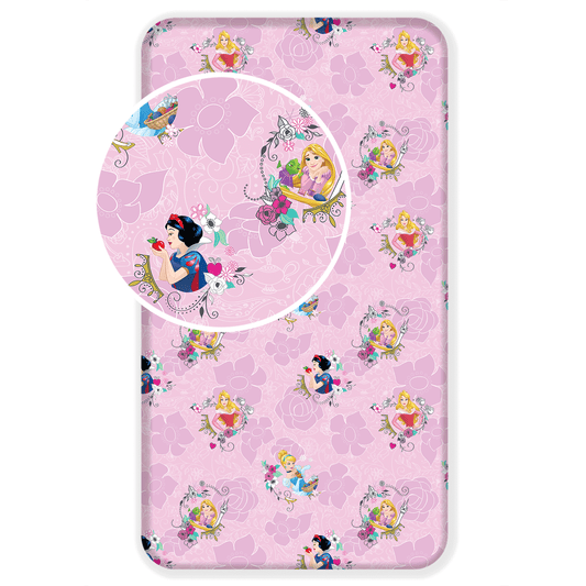 Disney Prinzessinnen Spannbettlaken - 90x200 cm Betttuch Einzelbett Matratzenbezug