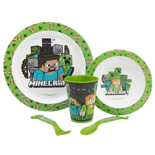 Minecraft Plastik Geschirr Set 5-Teile Kunststoffset für Kinder