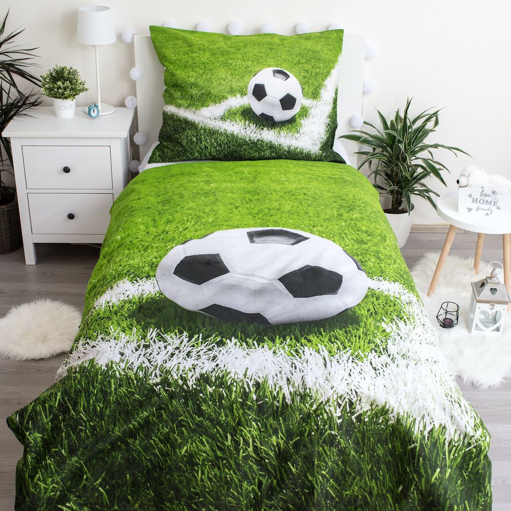Fußball Bettwäsche - weiche Baumwolle 140x200 cm Kissen und Decke