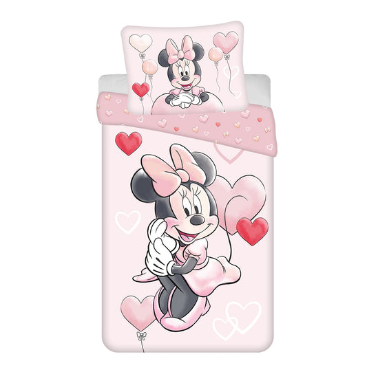Minnie Maus rosa Bettwäsche – weiche Baumwolle 140x200 cm Kissen und Decke