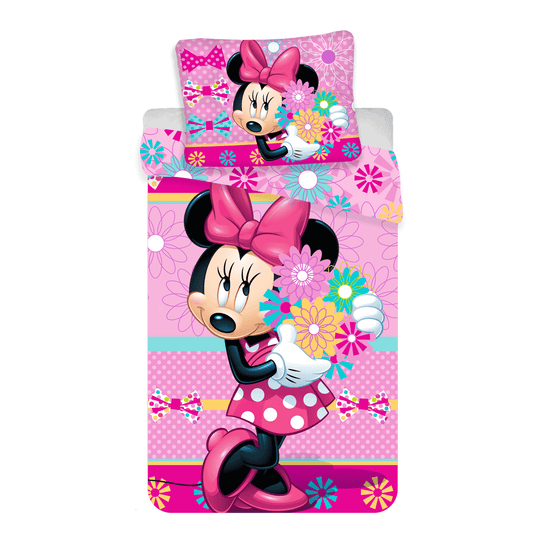 Minnie Maus Blumen-Bettwäsche - weiche Baumwolle 140x200 cm Kissen und Decke