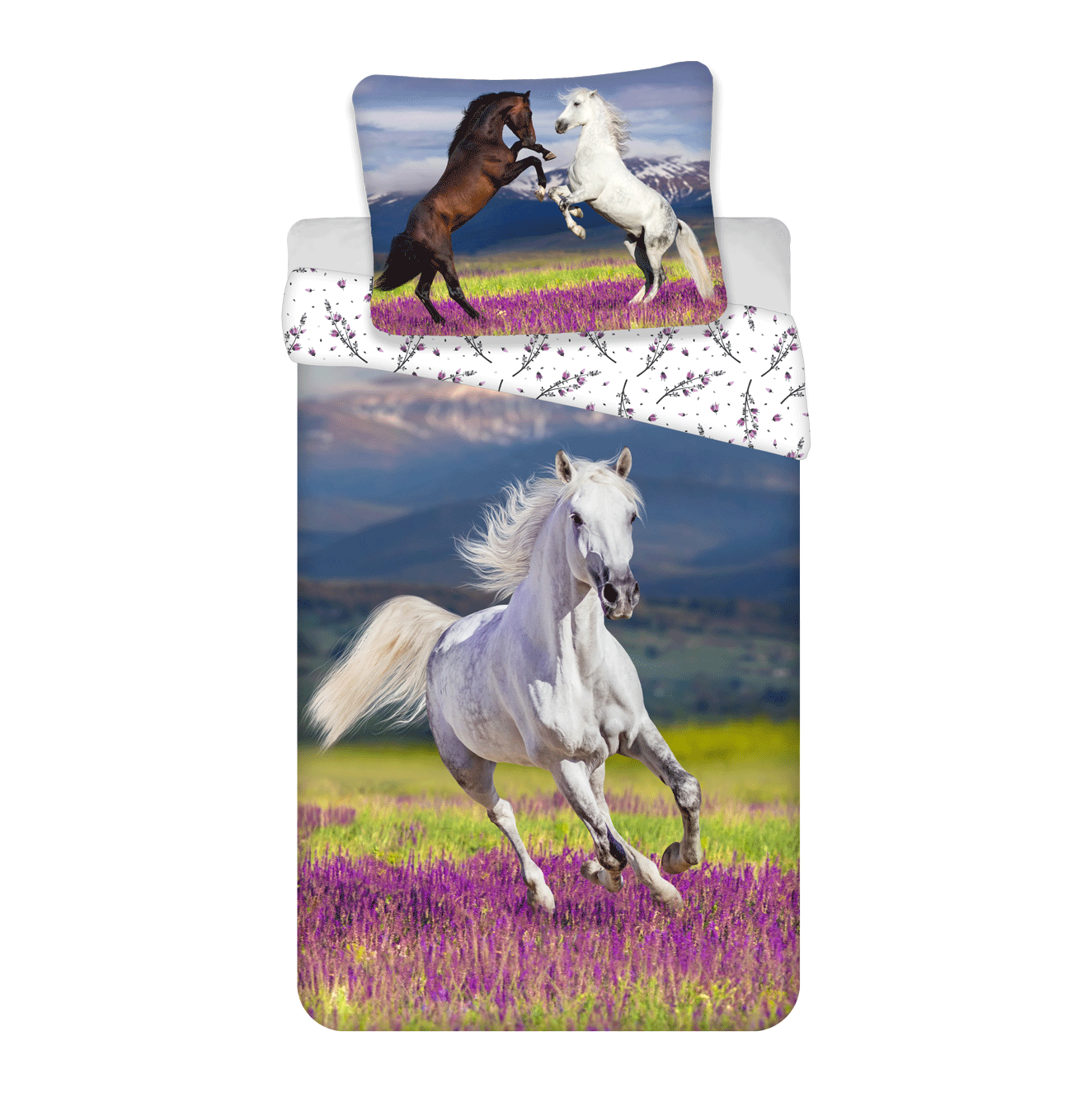 Pferde Bettwäsche Pony - 140x200 cm weiche Baumwolle Kissen und Decke