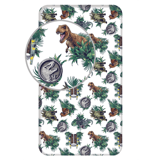 Jurassic World Fitted Sheet - 90x200 cm T-Rex Mattress Cover