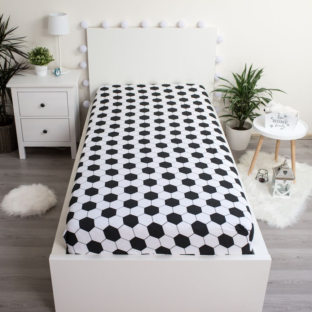 Fußball Spannbettlaken - 90x200 cm Bettbezug Einzelbett Matratzenbezug