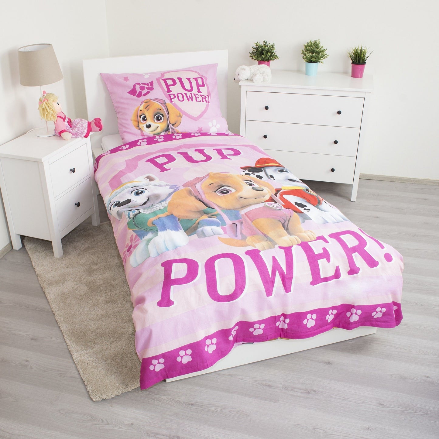 Paw Patrol rosa Bettwäsche - weiche Baumwolle 140x200 cm Kissen und Decke