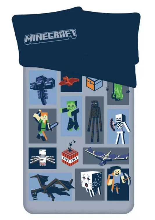 Minecraft Bettwäsche - Creeper Enderman 140x200 cm Kissen und Bezug