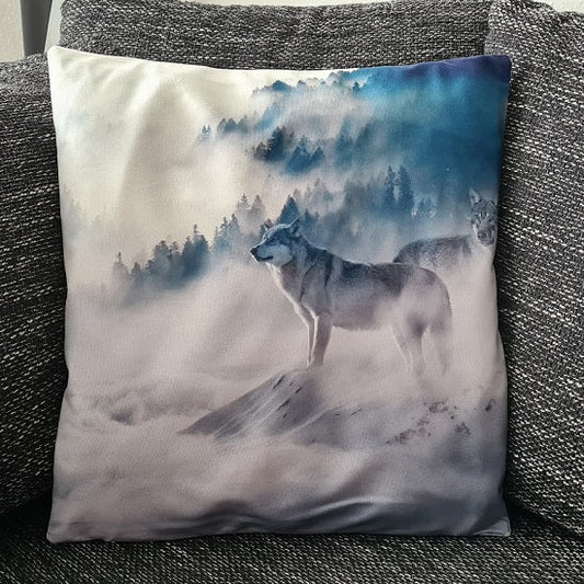 Pillowcase Snow Wolf in the Mist - 45cm x 45cm
