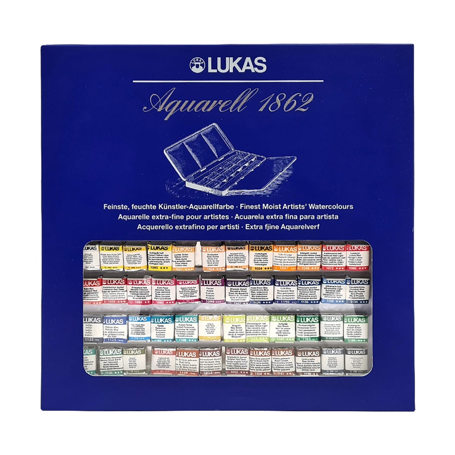 LUKAS Aquarell 1862 Set Metallkasten (48 halbe Näpfchen)