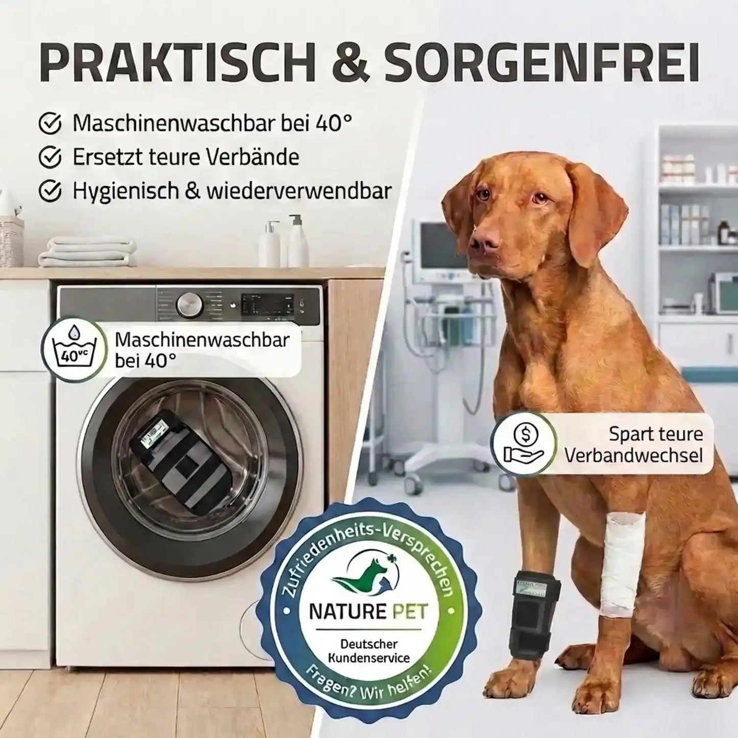 Durchtrittigkeits Bandage für Hunde mit Turbocast
