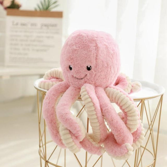 Octopus Plush Toy - 18 cm Pink Cuddly Toy Squid Stuffed Animal