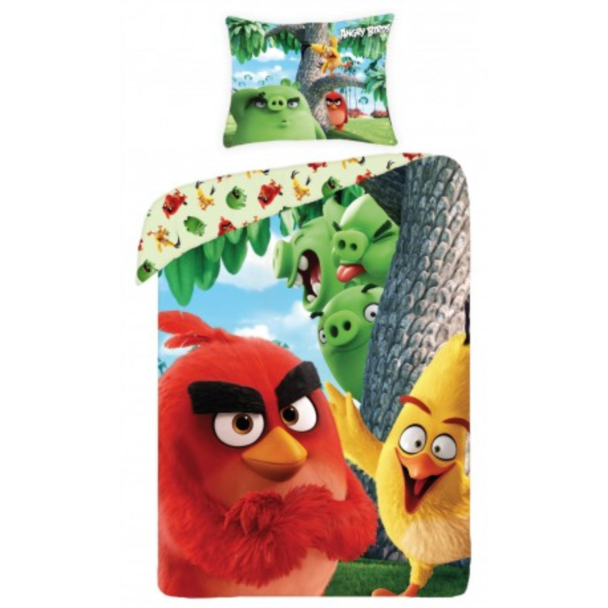 Angry Birds Bettwäsche 140 x 200 cm - weiche Baumwolle - Kissen und Decke