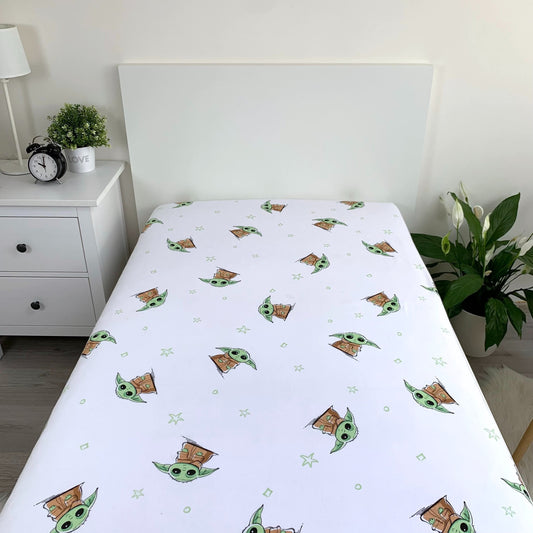Star Wars Grogu Spannbettlaken - 90x200 cm Einzelbett Matratzenbezug