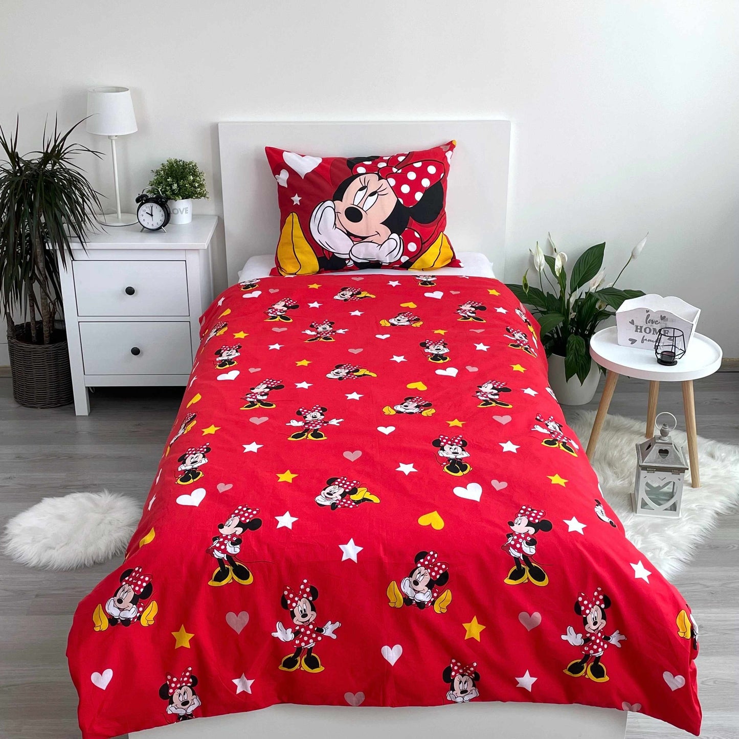 Minnie Maus Herzen Bettwäsche - weiche Baumwolle 140x200 cm Kissen und Decke